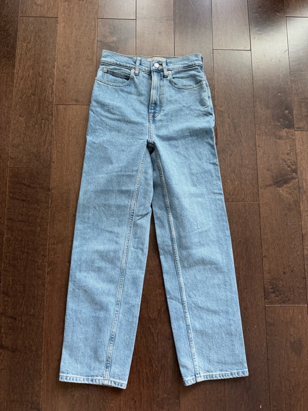 Everlane Straight-Leg High-Rise Jeans — Light Blue Denim